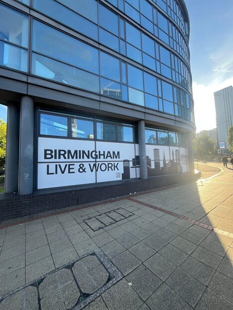 An image of the Birmingham Live and Work outdoor signage.